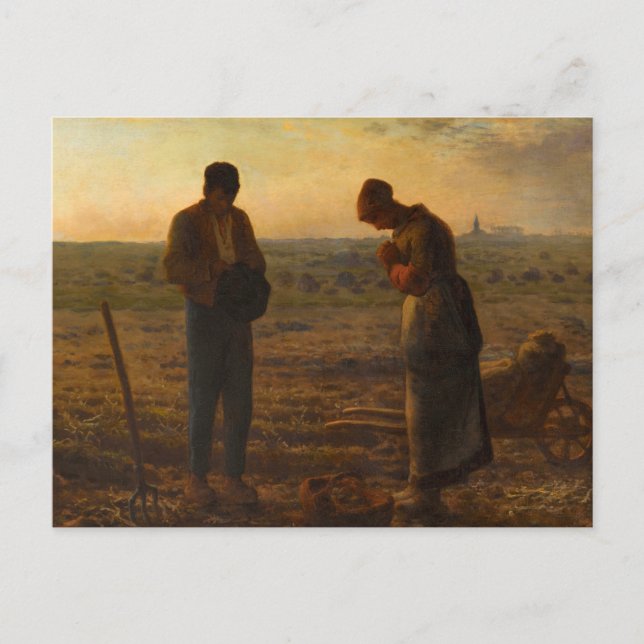 Postal The Angelus, 1857-1859 by Jean-Francois Millet (Anverso)