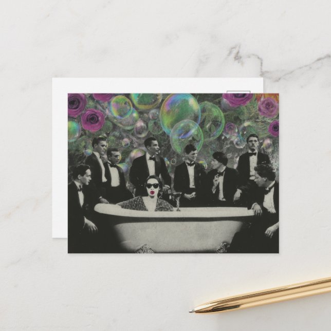 Postal The Bathtub Viewers Bubbles and Roses Collage (Anverso/Reverso In Situ)