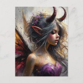 Postal The Beautiful Fairy in Purple with Horns