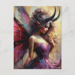 Postal The Beautiful Fairy in Purple with Horns