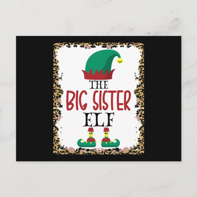 Postal The Big Sister Elf Leopard Elf Christmas Gift (Anverso)