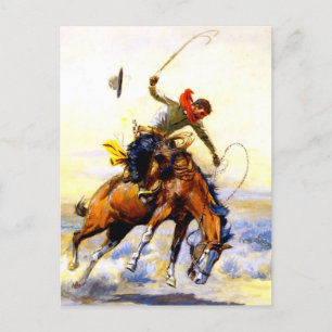 Postal “The Bucker” Arte Occidental de Charles M Russell