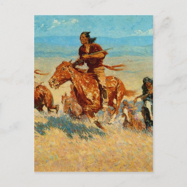 Postal The Buffalo Runners de Frederic Remington (1909) (Anverso)