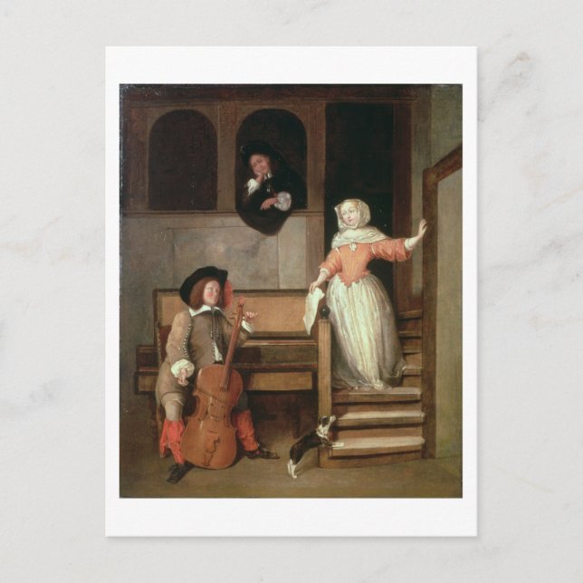 Postal The Cello Player, c.1700 (aceite sobre lienzo) (Anverso)