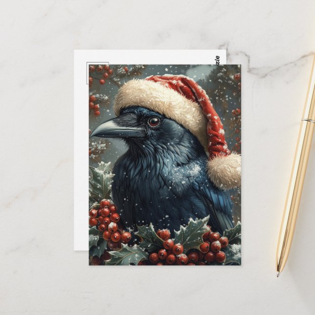 Postal The Christmas Raven (Anverso/Reverso In Situ)
