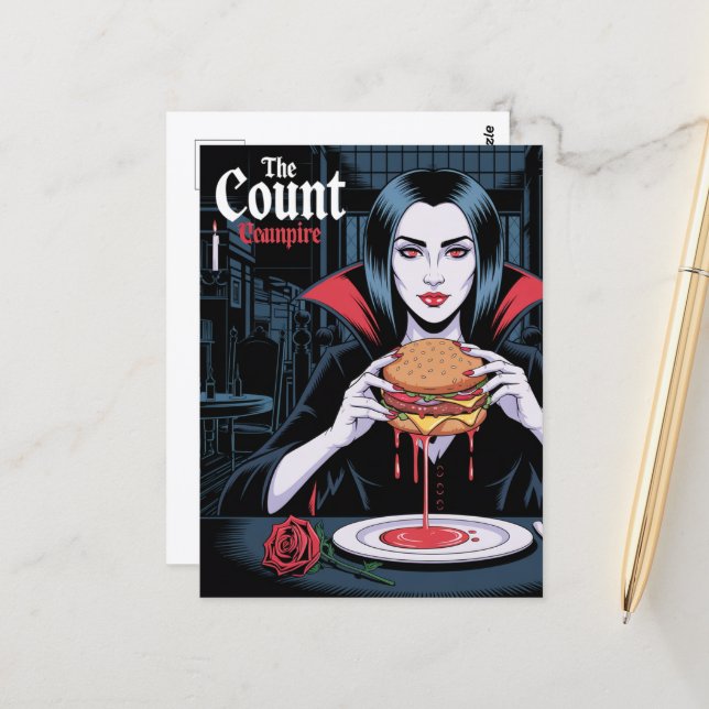Postal The Count Vampire With a Cheeseburger (Anverso/Reverso In Situ)