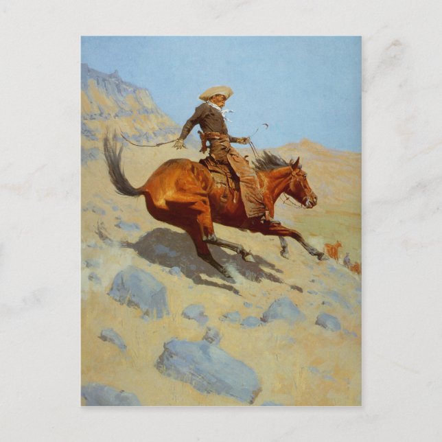 Postal The Cowboy de Frederic Remington (1902) (Anverso)