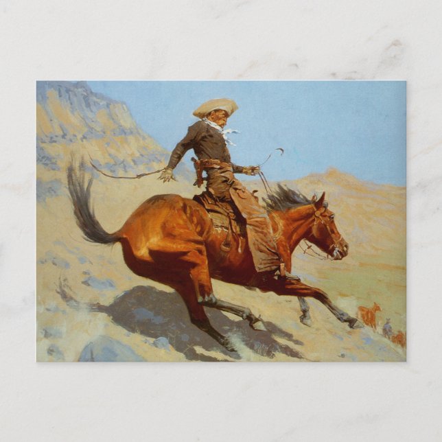 Postal The Cowboy de Frederic Remington (1902) (Anverso)