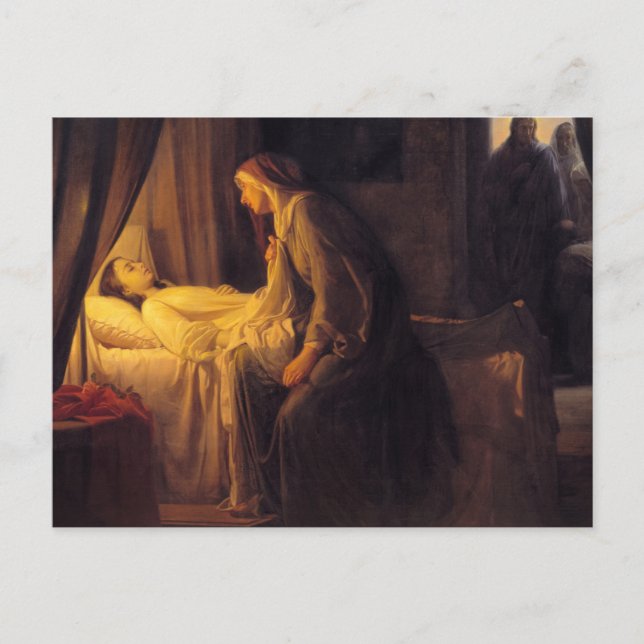Postal The Daughter of Jairus by Carl Bloch (Anverso)