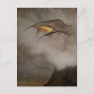 Postal "The Dragon Awakes" por Theodor Kittelsen