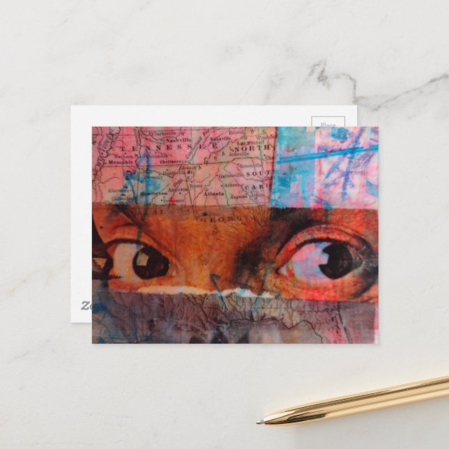 Postal The Eyes junk journal Collage (Anverso/Reverso In Situ)