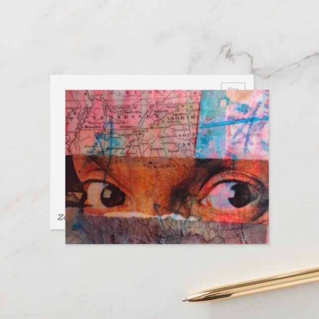 Postal The Eyes junk journal Collage (Anverso/Reverso In Situ)