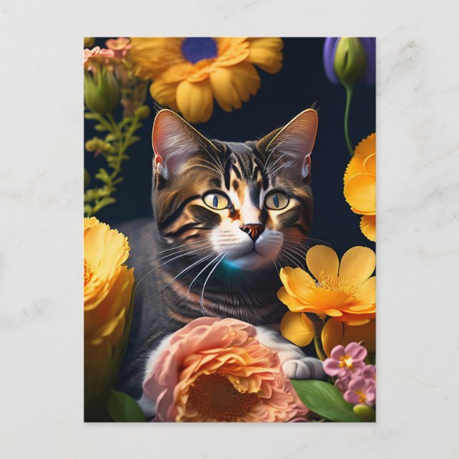 Postal the flower cat (Anverso)