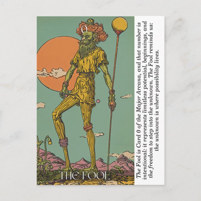 Postal The Fool Tarot Card Mystical Major Arcana Art  (Anverso)