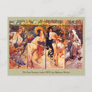 Postal The Four Seasons (serie 1897) de Alphonse Mucha