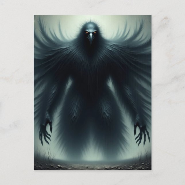 Postal The giant black bird with human arms dark fantasy  (Anverso)
