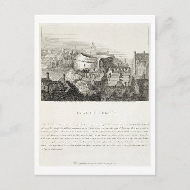 Postal The Globe Theater, c.1647, publicado por Robert Wi (Anverso)