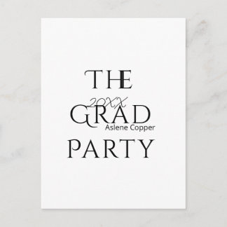 Postal The grad party name 20XX bold letter graduatsimple