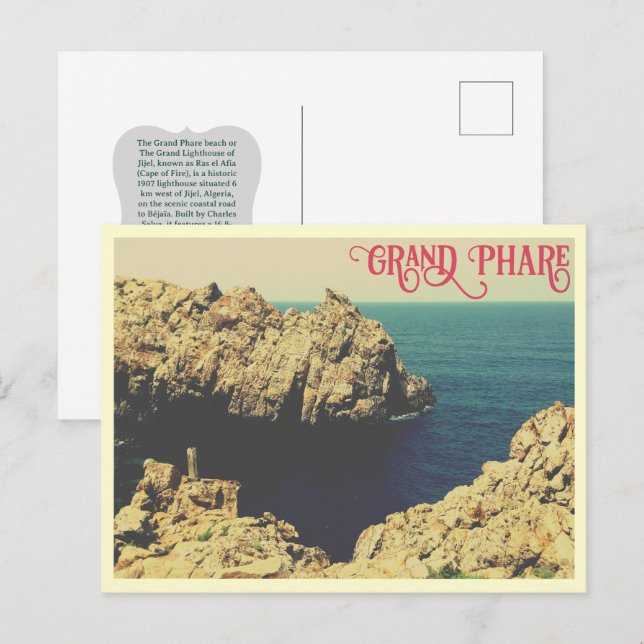 Postal The Grand Phare beach shore line Jijel, Algeria (Anverso / Reverso)