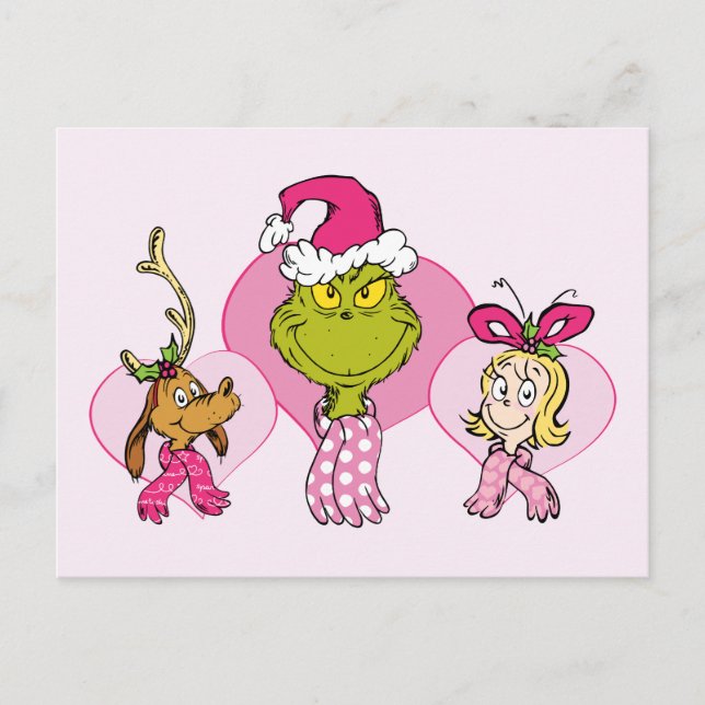 Postal The Grinch Crew in Pink Valentine's Portrait (Anverso)