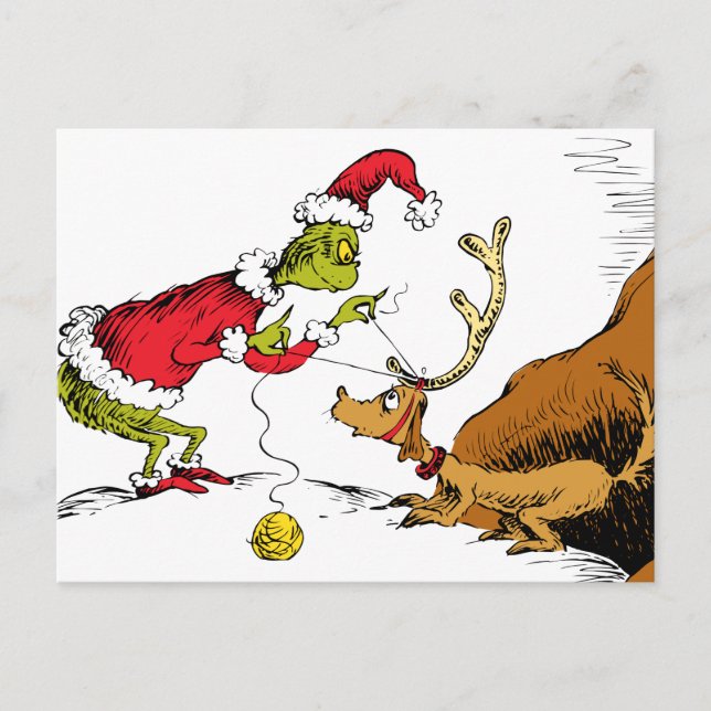 Postal The Grinch Prepares Max the Reindeer (Anverso)