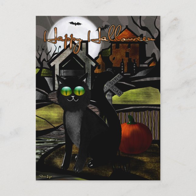 Postal The Haunted Hills Folk Art HALLOWEEN (Anverso)