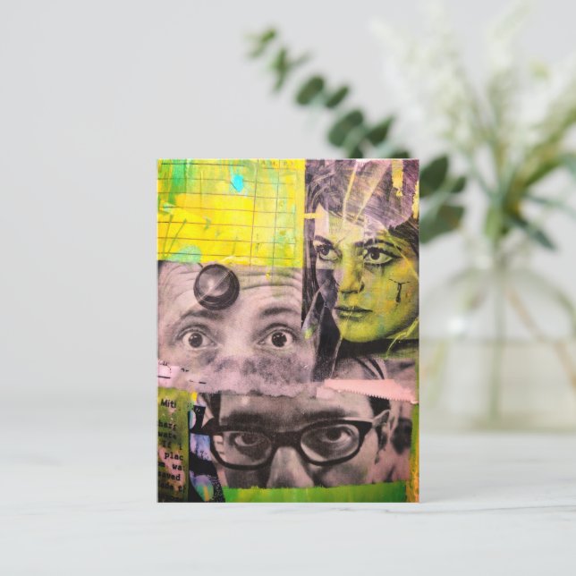 Postal The Lady and the Doctors Mixed Media Collage (Anverso de pie)