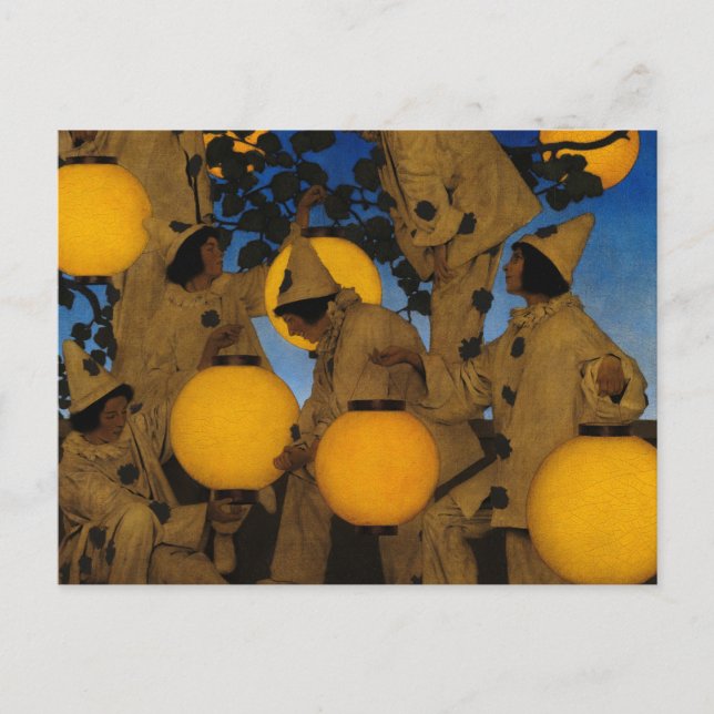 Postal The Lantern Bearers, 1908, por Maxfield Parrish (Anverso)