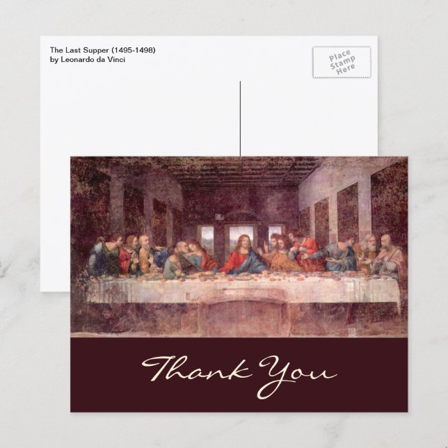 Postal The Last Supper by Leonardo da Vinci (Anverso / Reverso)