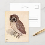 Postal The Little Owl | Albrecht Dürer<br><div class="desc">The Little Owl (1506) by German artist Albrecht Dürer. Original fine art work is a watercolor painting of a brown owl. 

Use the design tools to add custom text or personalize the image.</div>