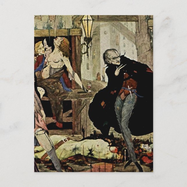 Postal “The Man of the Crowd” by Harry Clarke (Anverso)