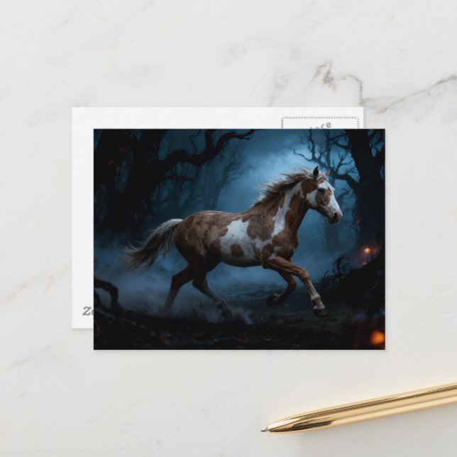 Postal The Mustang in the Haunted Forest (Anverso/Reverso In Situ)