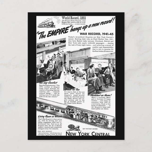 Postal The NYC Empire Express 1945 (Anverso)