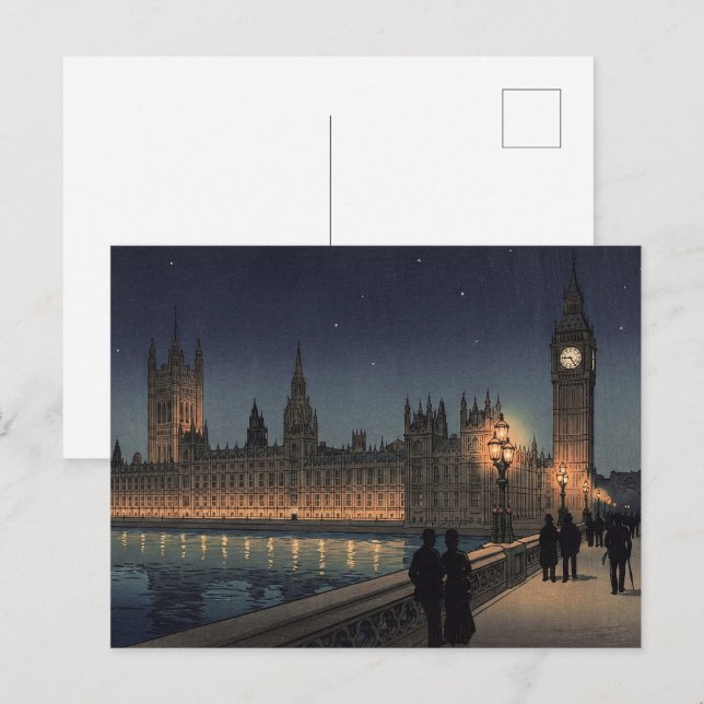 Postal The Palace of Westminster Japanese Woodblock Print (Anverso / Reverso)