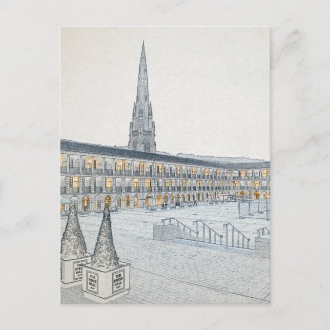 Postal The Piece Hall, Halifax, Boceto Arquitectónico (Anverso)