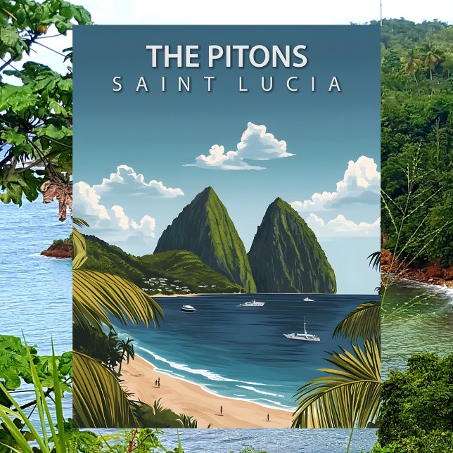 Postal The Pitons Saint Lucia Iconic Twin Volcanic Peaks (The Pitons Saint Lucia Iconic Twin Volcanic Peaks Postcard
)