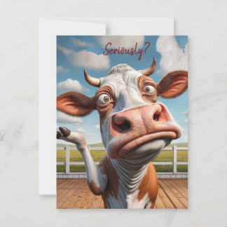Postal The Silly Cow - "¿En serio?" Diseño de comillas di