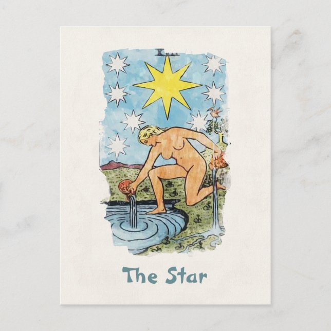 Postal The Star Tarot Card Watercolor Painting (Anverso)