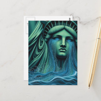 Postal The Statue of Liberty Cries Surreal Art
