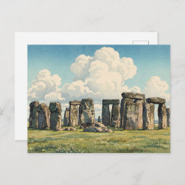 Postal The Stonehenge Japanese Woodblock Print
