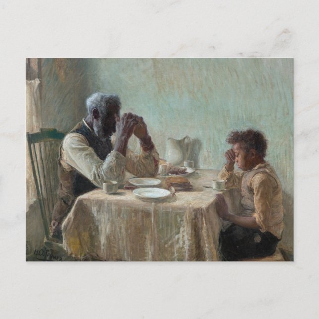 Postal The Thankful Poor, 1894 by Henry Ossawa Tanner (Anverso)