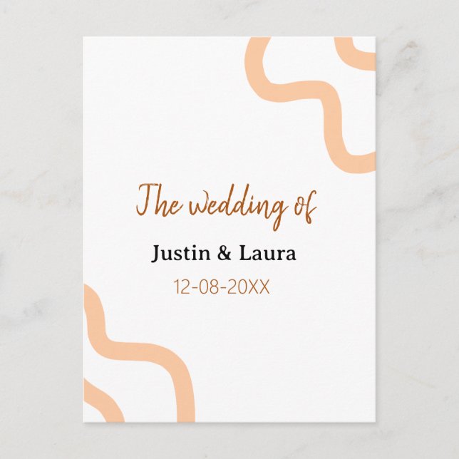 Postal The wedding of add bride groom name date peach (Anverso)