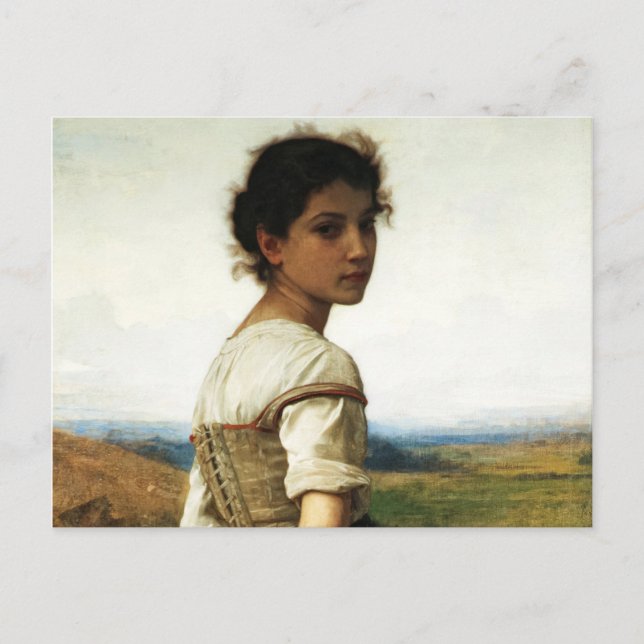 Postal The Young Shepherdess by William-AdolpheBouguereau (Anverso)