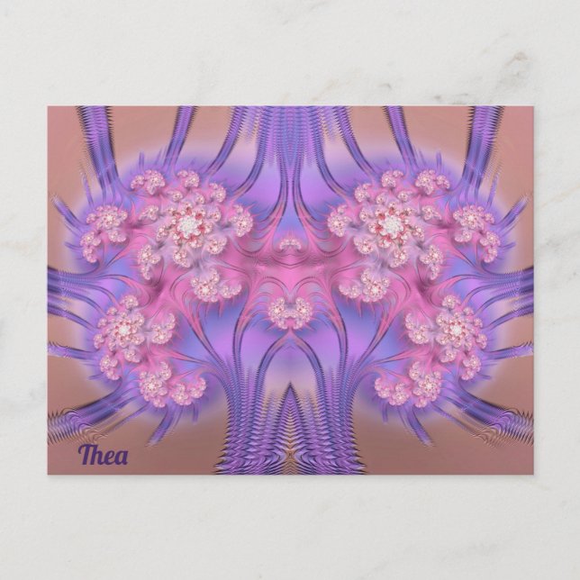 Postal THEA ~ Pastel Rosa y Morado Diseño 3D ~ (Anverso)