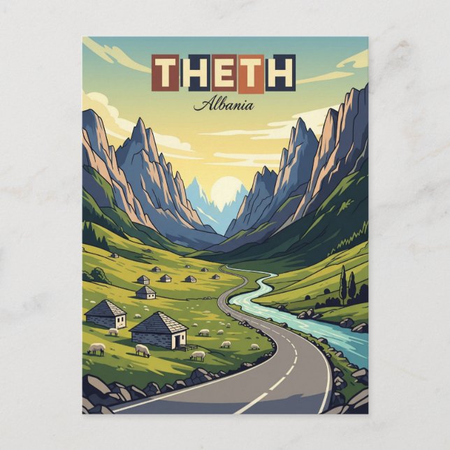 Postal Thenes Albania Viajes (Anverso)