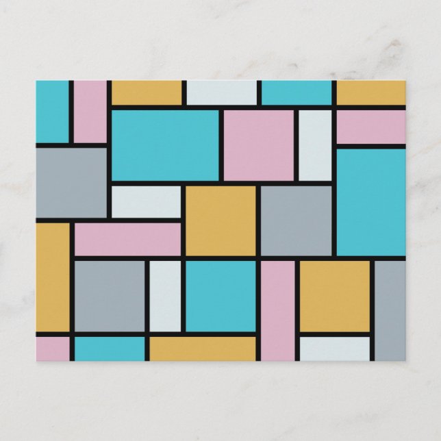 Postal Theo Van Doesburg - Composición 17 - Arte mondrino (Anverso)