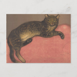 Postal Théophile Steinlen   Invierno: Gato en un colchón