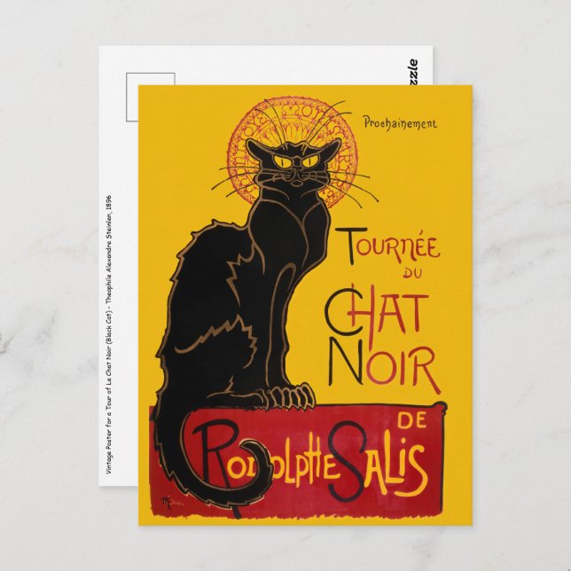 Postal Theophile Steinlen - Le Chat Noir Vintage (Anverso / Reverso)