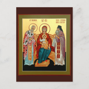 Postal Theotokos con San Nicolás y Beato Serafín