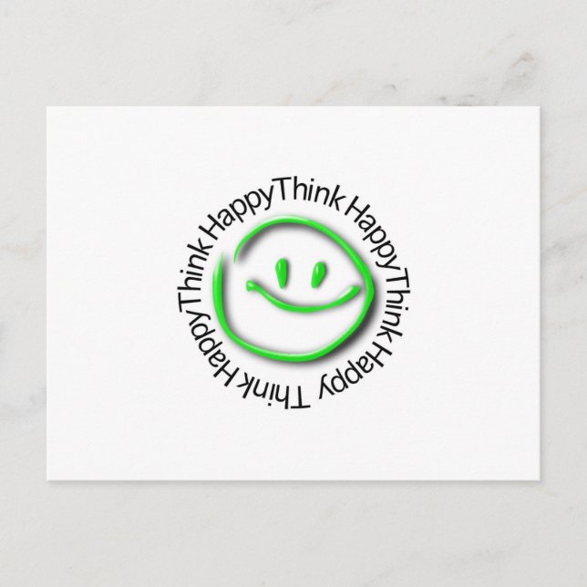 Postal Think Happy (edición de neón verde) (Anverso)